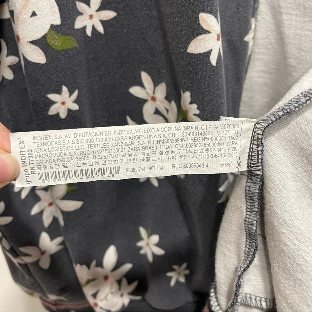 Zara Magnolia Flower Floral Full-Zip Bomber Jacket Size 13-14